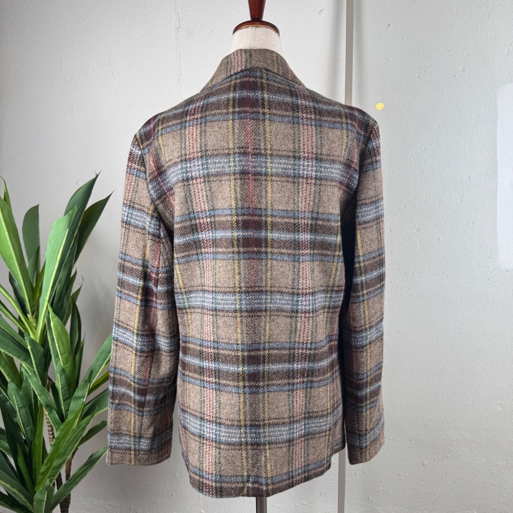 Dark Academia Preppy Heritage Vintage Wool Blend Plaid Blazer Women Size 16 - Picture 5 of 9
